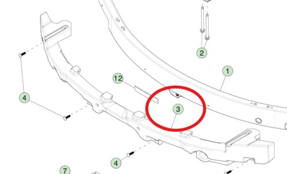 टेस्ला मॉडल 3 (2023+) 1741046-00-F के लिए बंपर बीम फोम